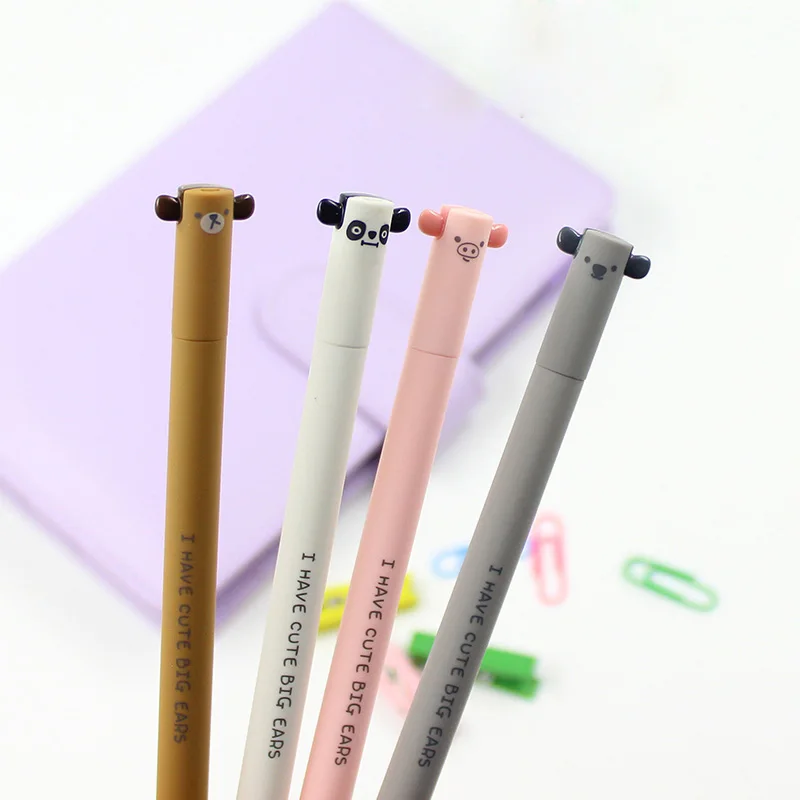 2X Cute Kawaii Lovely Animals Pig Bear Panda Erasable Gel Ink Pen School Office Supply Student