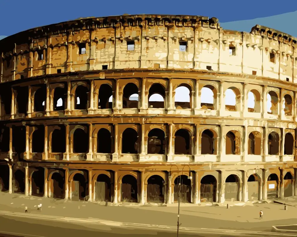 MaHuaf-j206 the Colosseum in Rome coloring by numbers on canvas for living room wall 