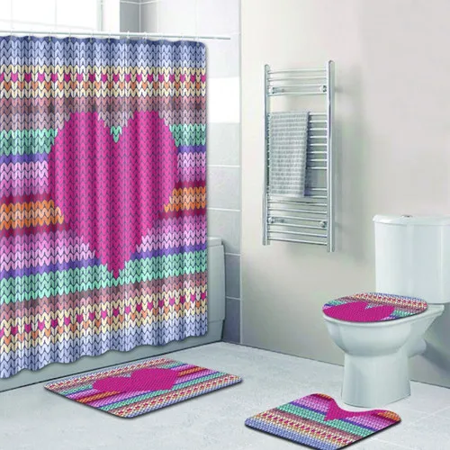 4 шт., коврики для ванной в виде сердца Banyo Paspas, нескользящий коврик для ванной комнаты, набор, Tapete Banheiro, моющиеся коврики для туалета, Alfombra Bano - Цвет: As Picture