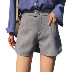 Клетчатые шорты для женщин Лето 2019 г. Мода Высокая талия широкие брюки Винтаж Feminino Короткие Femme S ~ XXL элегантный повседневное дамы лидер