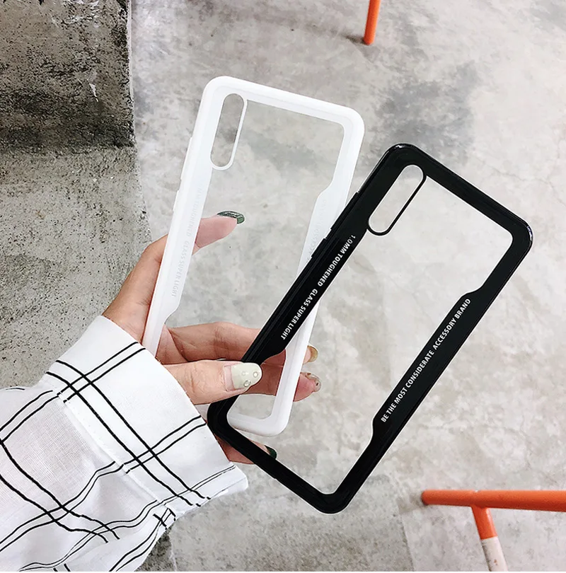 

Clear Acrylic PC Back Cover Armor Case For Huawei P30 Pro P20 Lite P10 Mate20 10 Nova 4e 3i P smart 2019 Case Soft TPU Edge Capa