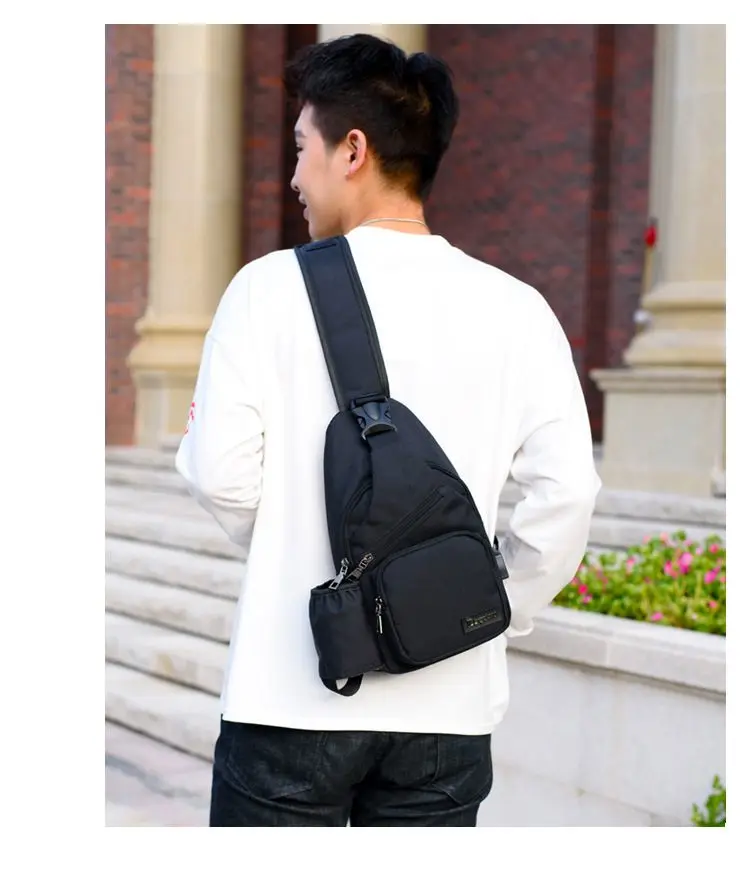 Унисекс, внешняя USB зарядка, нагрудные сумки для мужчин, нагрудный поясной пакет, противоугонные дорожные сумки через плечо для мужчин, слинг, сумка на плечо KL251