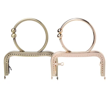 

THINKTHENDO 1PC Vintage Metal Purse Bag Frame Kiss Clasp Lock With Handle 12.5cm