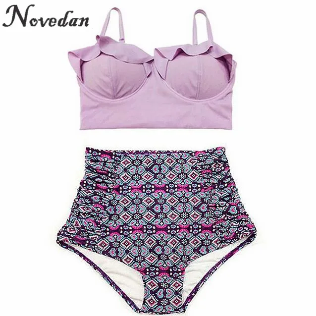 

Bikinis Women 2017 Print Ruffle Swimsuits Brazilian Push Up Bikini Set Bathing Suits Plus Size Swimwear Female Swimming Suit