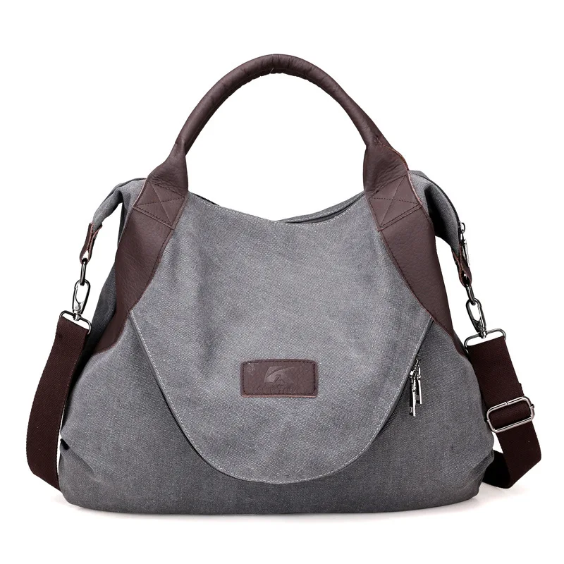 Новая женская Холщовая Сумка через плечо, женские сумки, холщовая большая сумка для женщин, большая Повседневная сумка через плечо для женщин, сумки - Цвет: Gray