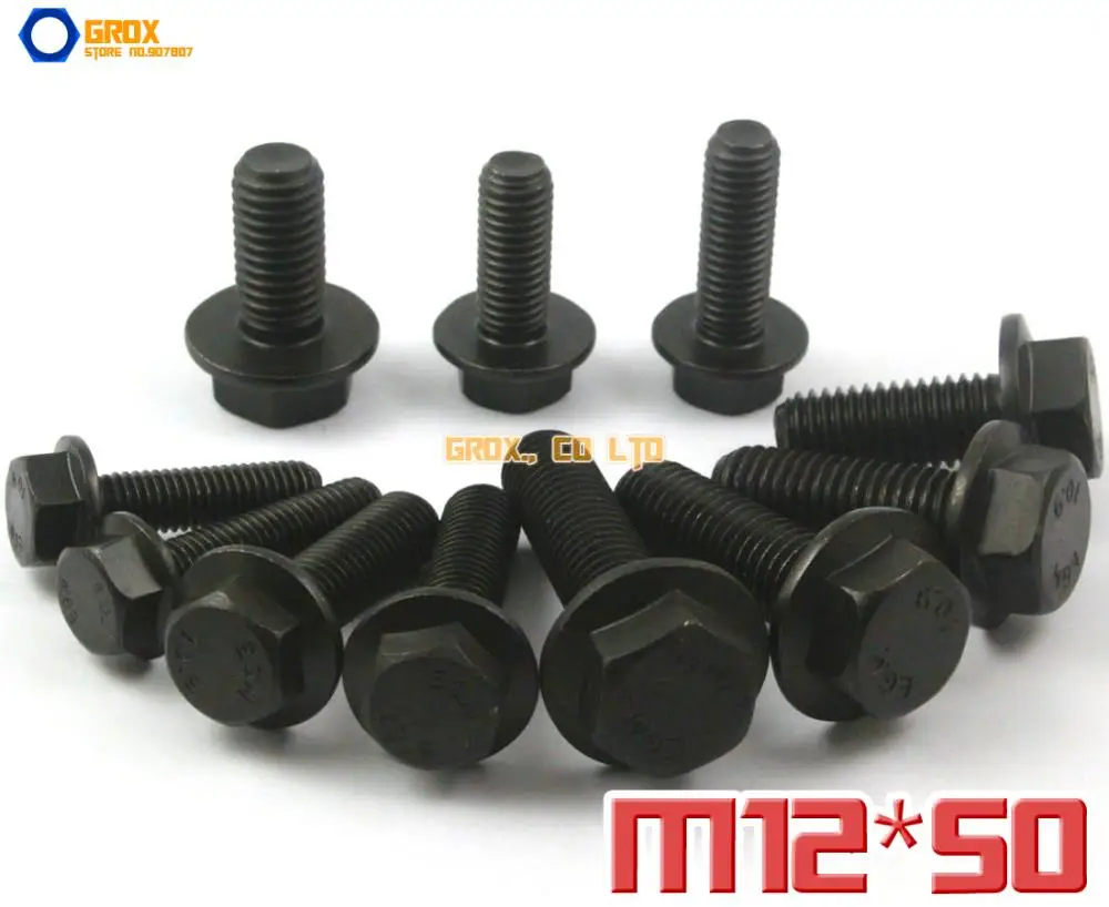 

5 Pieces M12 x 50mm 10.9 Grade Alloy Steel Flanged Hex Head Bolt Flange Hexagon Screw