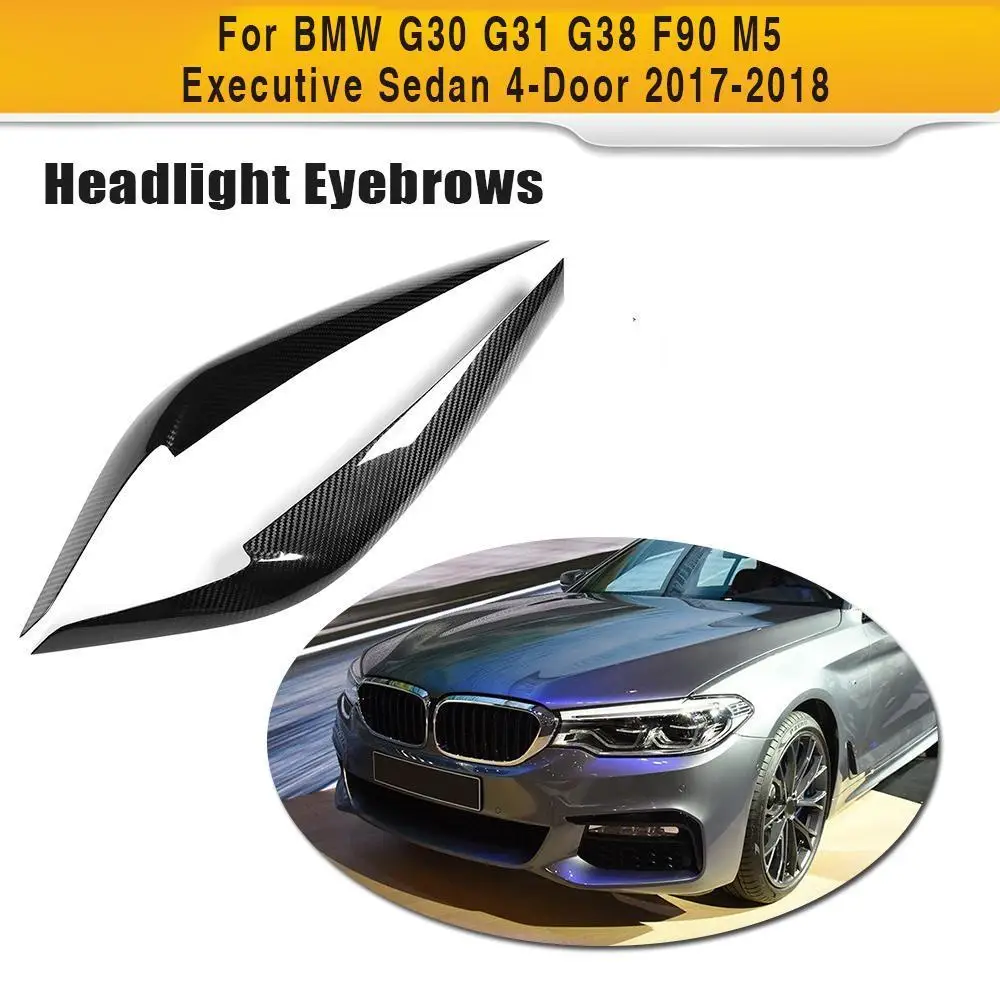 

Dry Carbon Fiber front Headlight covers Eyelids eyebrows for BMW G30 G31 G38 F90 M5 Executive Sedan 4-Door 2017 2018 Black FRP