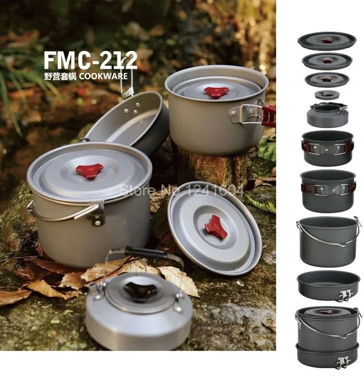Огненный клен 6-7 человек, набор кастрюль, переносная посуда для кемпинга, походная посуда для приготовления пищи, походные столовые приборы для пикника, FMC-212