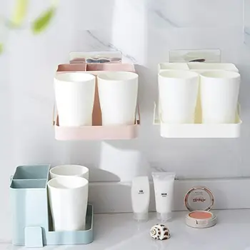 

Creative Toothbrush Holder Set Multi-function Wall Hanging Desktop Wash Drain Storage Rack Toilet Bathroom Tumblers Accessories
