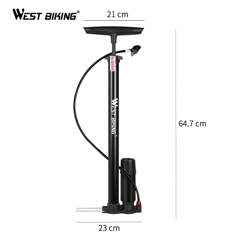 WEST BIKING насос для велосипеда, насос для подкачки ног для езды на велосипеде 160 фунтов/кв. дюйм с манометром и иглой для горного велосипеда, насос с клапаном Presta Schrader