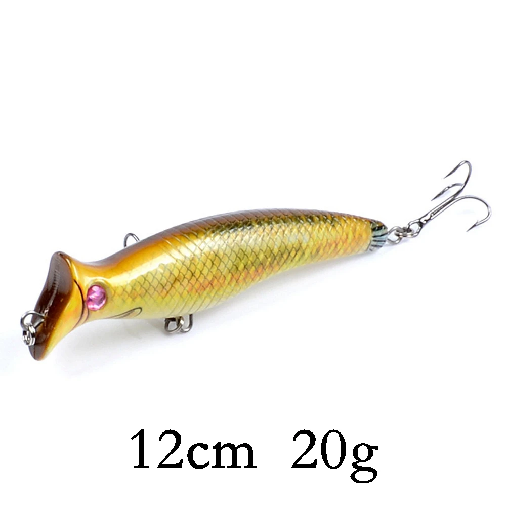 Biwvo Popper 12cm 20g Wobbler For Trolling Fishing Lure Metal Winter Sea Hard Fishing Goods For Fishing Ice Whopper Plopper - Цвет: A