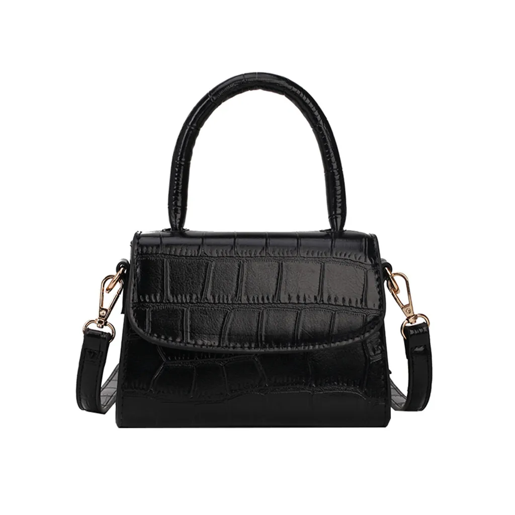 35& Женские сумки через плечо Модные Ретро однотонные винтажные кожаные сумки мессенджер одноцветные простые сумки через плечо - Цвет: Black