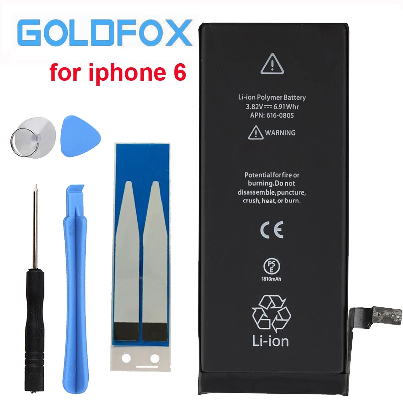 

High Quality Real Capacity 1810mAh Rechargeable Phone Battery For iPhone 6 Replacement Batteries with Free Tools for iphone 6