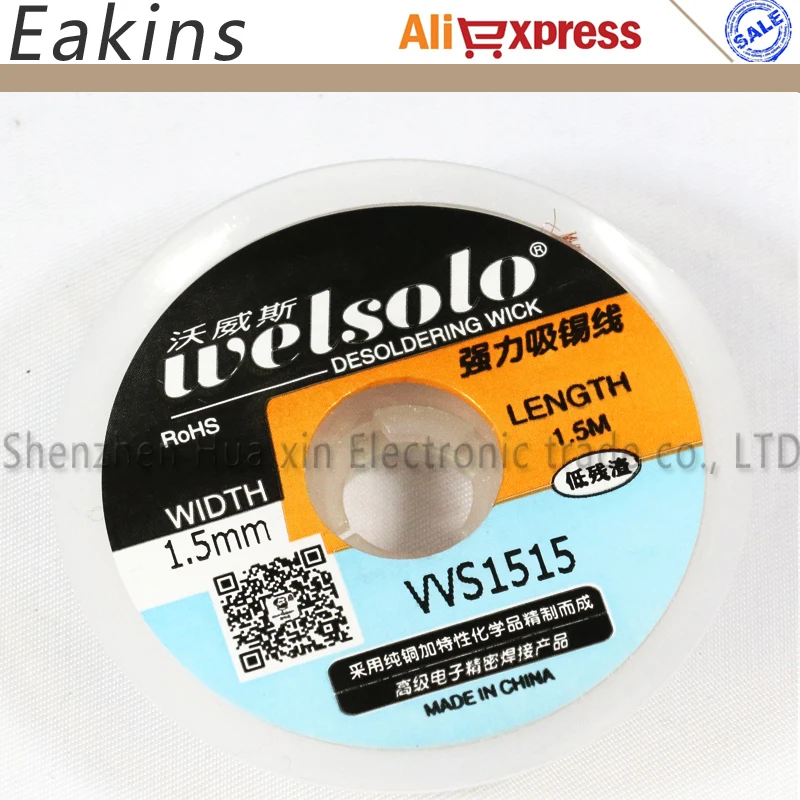 

Free shipping 5pcs/lot WELSOLO WS1515 Desoldering wick Soldering Accessory solder remover Powerful suction tin