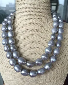 

elegant south sea 10-11mm south sea silver grey pearl necklace 38"14k KKK