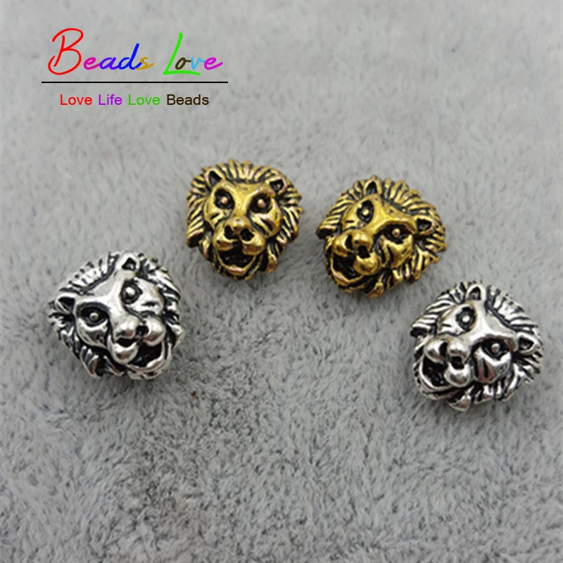 

10pcs/lot Metal Charms for DIY Jewelry Making Antique Sliver-Plated & gold color Tibetan Leone Lion Head Beads Spacer Beads