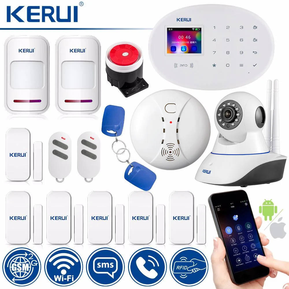 KERUI wifi GSM RFID Card Disalarm беспроводная домашняя охранная сигнализация система охранной