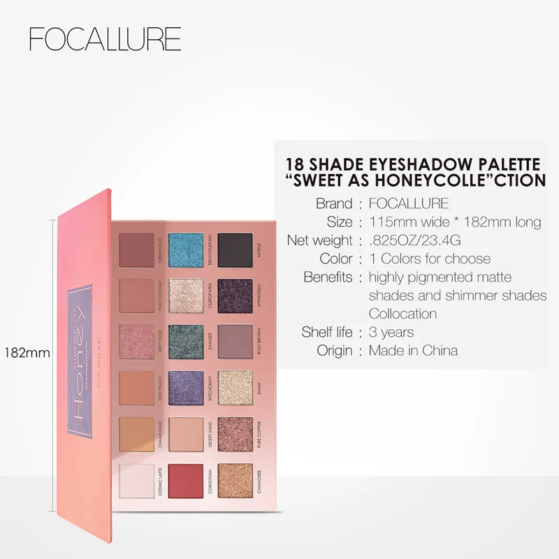 FOCALLURE Горячая продажа Мода Pro 18 цветов блеск матовый легко носить теплые тени для