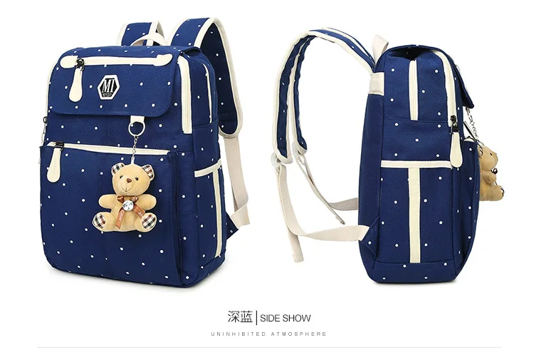 Детские школьные сумки для девочек-подростков, холщовый рюкзак с принтом 4 шт./компл., школьные рюкзаки для колледжа, рюкзаки, милая сумка на