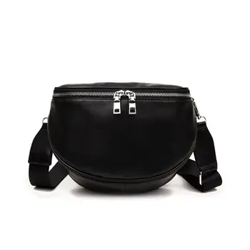 

Premium New Women Pu Waist Bag Korean Fashion Casual Zipper Crossbody Bag Joker Black Waist Bag