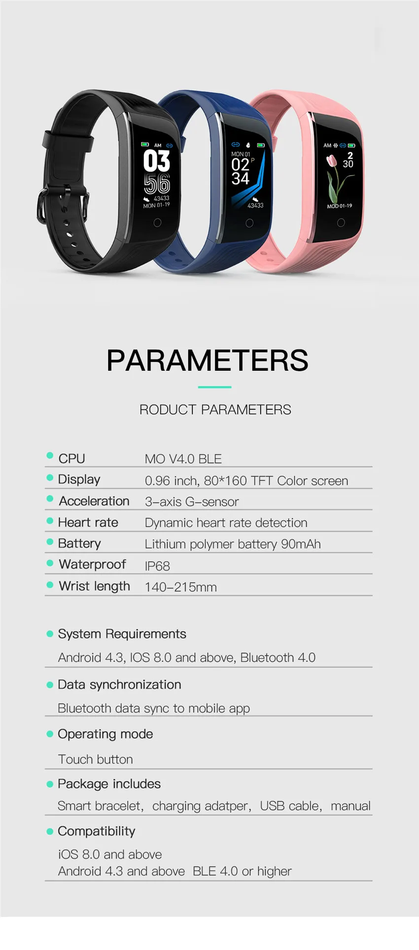 ASKMEER S4 Smart Wristband Bracelet IP68Waterproof Multi Sport Mode Smart Fitness Tracker Color Screen Dynamic Smart Health Bracelet (14)