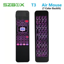 T3 Air Mouse 2.4G Wireless Keyboard 6-Axis Gyro 7 Color Backlit Remote Control with QWERTY Keyboard for PC Android TV Box T3-C T3 Air Mouse 2.4G Wireless Keyboard 6-Axis Gyro 7 Color Backlit Remote Control with QWERTY Keyboard for PC Android TV Box T3-C