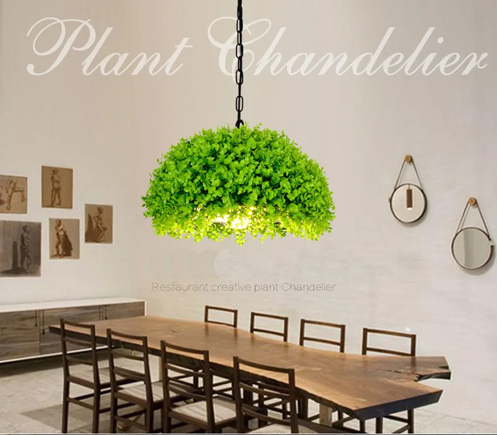 

Simulation plants pendant light semicircular green plants Pendant lamp Creative Plants Pendant Lights for Coffee Shop Restaurant