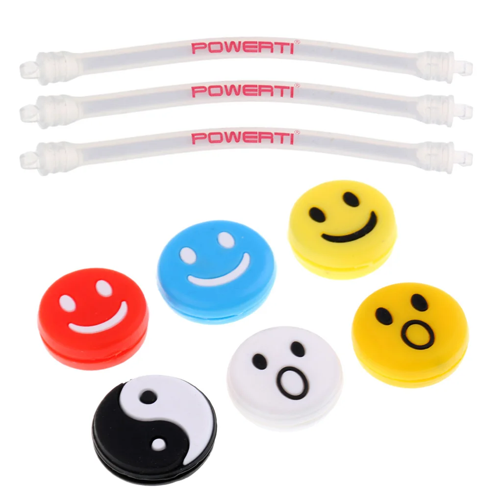 

6 Pieces Mixed Color Tennis Racquet Dampeners Plus 3 Pieces White Bar String Shock Absorbers Tennis Gifts For Tennis Players