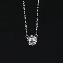 LASAMERO Halo 0.301CT 18k Gold Round Cut Square Center Pave Set Natural Diamond Necklace Chain Women Fine Jewelry