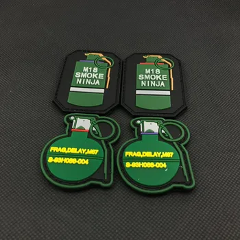 

20pcs Rubber M18 Smoke NINJA Patch 3D PVC Tactical Badge Hook Military Armband Army Brassard Combat Gear Green Color Wholesale