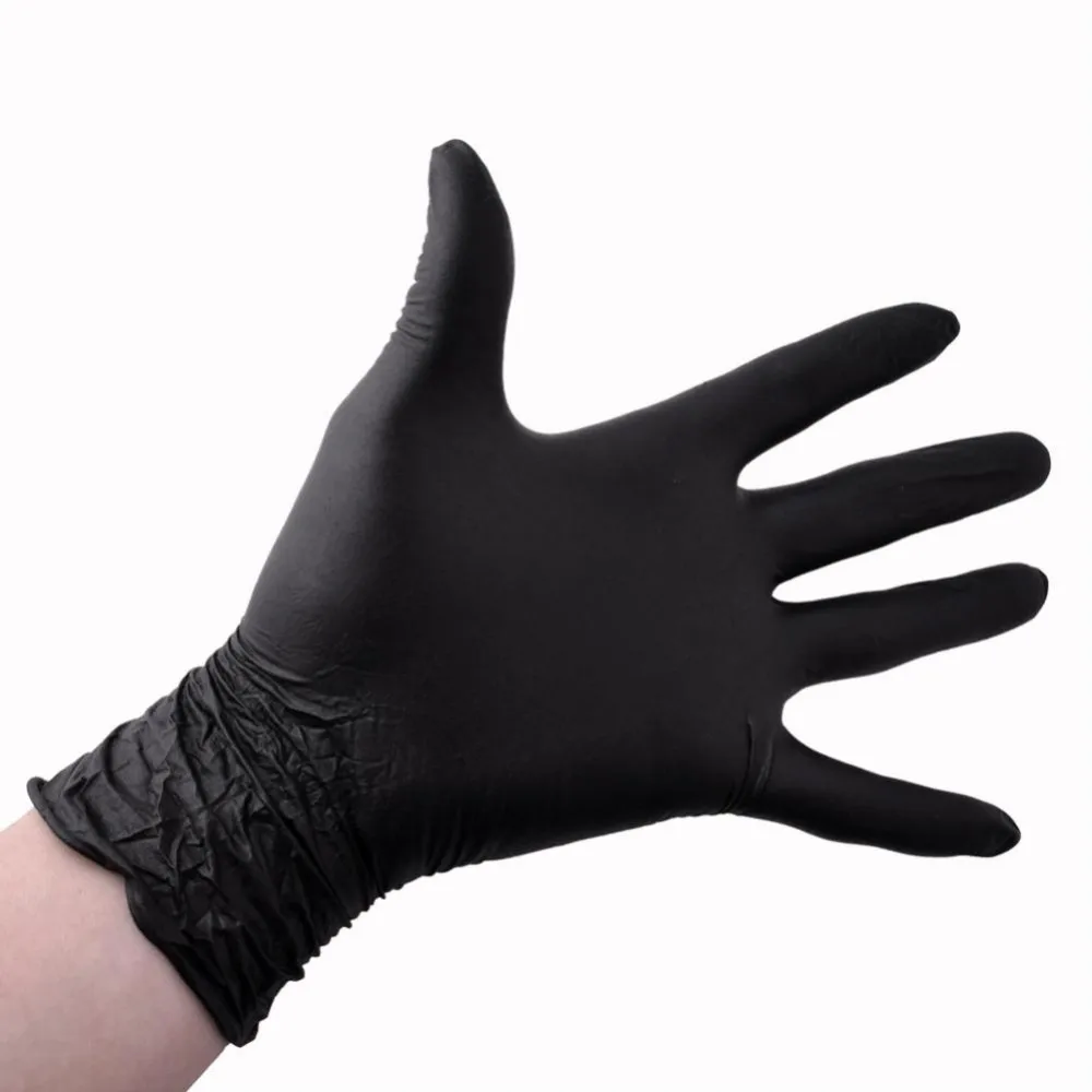100 шт Средний Маленький Большой размер 3 размера Одноразовые черные нитриловые перчатки для тату машины комплект поставки