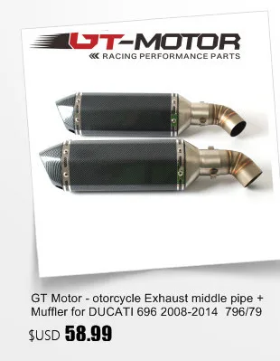 GT мотор-otorcycle выхлопных среднего трубы и глушитель для DUCATI 696 2008- 796/795 2010- Slip-On