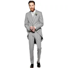 Высокое качество Мужские костюмы модные лацканы Жених костюмы одна кнопка хвост пальто три кармана Жених Смокинги на заказ(куртка+ брюки+ жилет