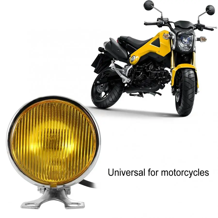 Cheap Price of  Universal Retro Lens Headlamp Motorcycle Front Headlight Lamp Bulb Silver Black Motorcycle Headligh