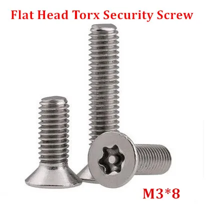 

200pcs M3*8 DIN7991 Torx Flat Head Tamper Proof Security Screw A2 Stainless Steel Anti-theft Countersunk Screws