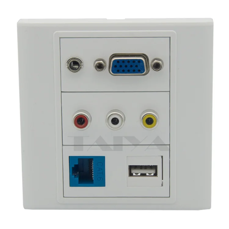 Vga аудио 3 5 мм 3RCA AV CAT6 RJ45 USB настенная пластина с обратной стороной разъема