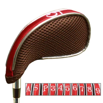 

Andux Mesh Golf Iron Head Covers with Zipper Left and Right Handed 10pcs/set MT/YB001 Coffee/red