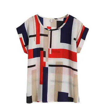 

Floral Chiffon Print O Neck Short Sleeve Blouse Summer Women's Casual Shirt Lady's Top Loose Blusas