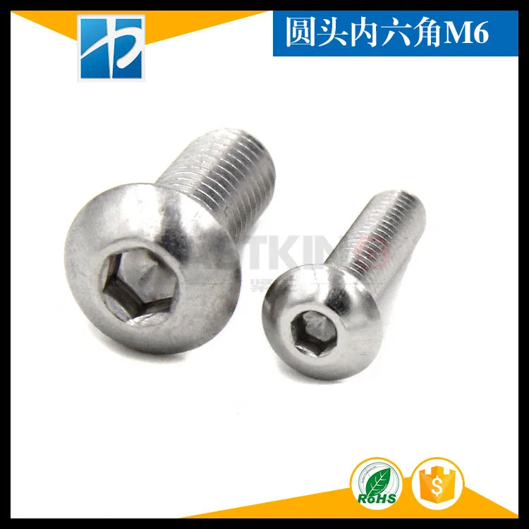 

(10 pc/lot) M6*8-100mm ISO7380 Stainless Steel A2 Hex socket button head cap toy screw