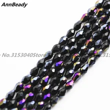 100pcs Black AB Color 3*5mm Teardrop shape Loose Austria Crystal waterdrop Beads For Jewelry DIY Making