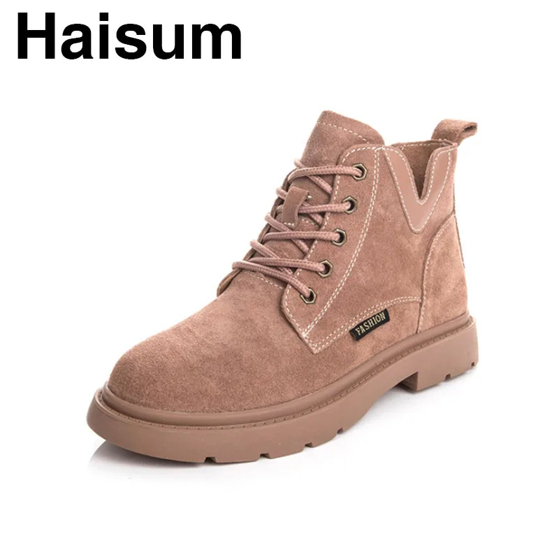 

Women's Boots Leather Booties Flat Bottom Motorcycle Boots Women's Shoes H-701
