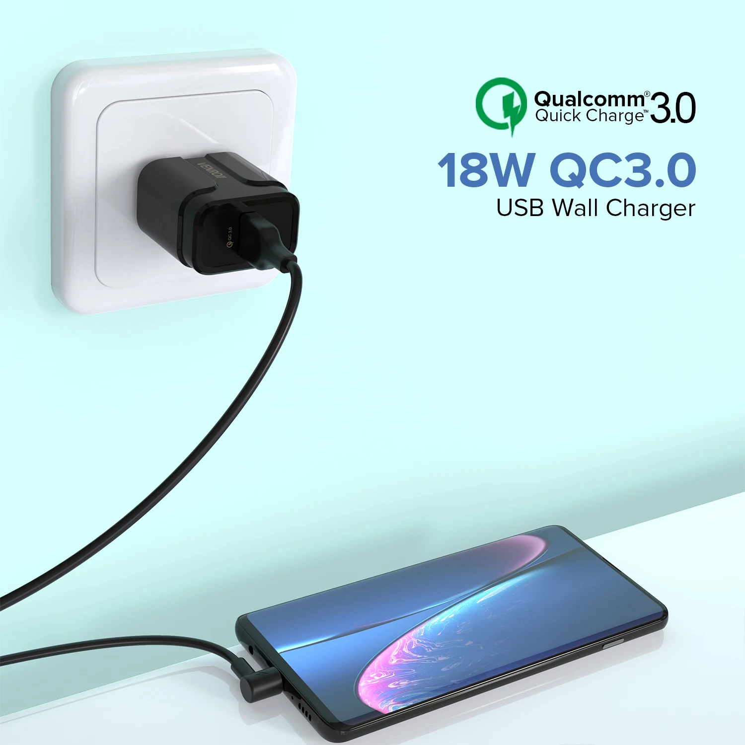 Venroii 5 в 3 А USB зарядное устройство Quick Charge 3,0 EU US Разъем для iPhone X Быстрая зарядка для samsung S9 Xiaomi Mi 8 адаптер для мобильного телефона