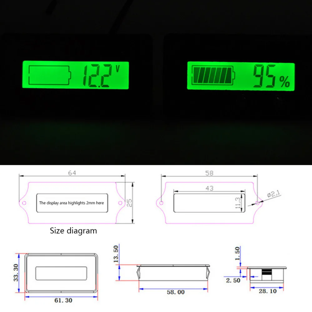 Индикатор емкости литиевой батареи тестер напряжения измеритель мощности ЖК-цифровой вольтметр Для 12 В/24 В/36 В/48 В кислотный свинец