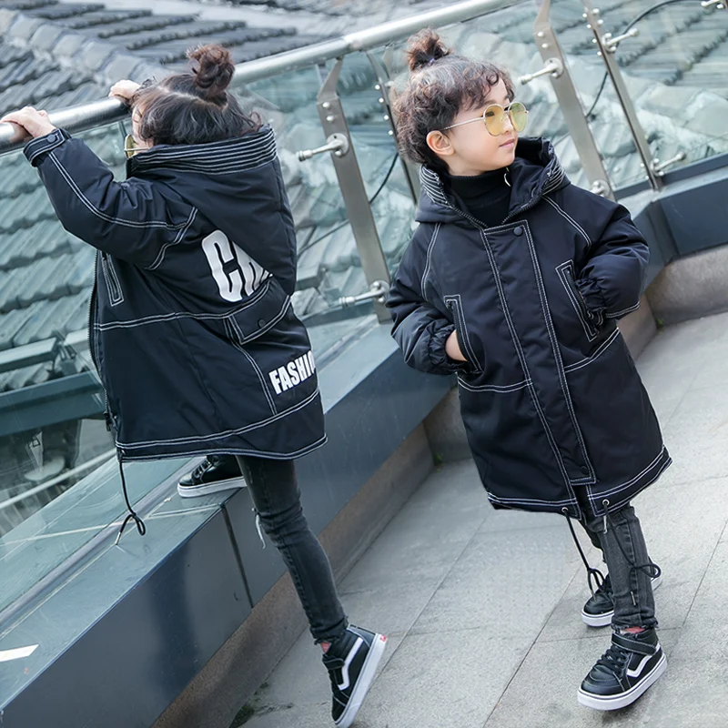 

Russian Winter Kids Baby Clothes Snow Wear Hooded Toddler Boys Outwear Coat Down Cotton Padded Thick Warm Long Child Parkas