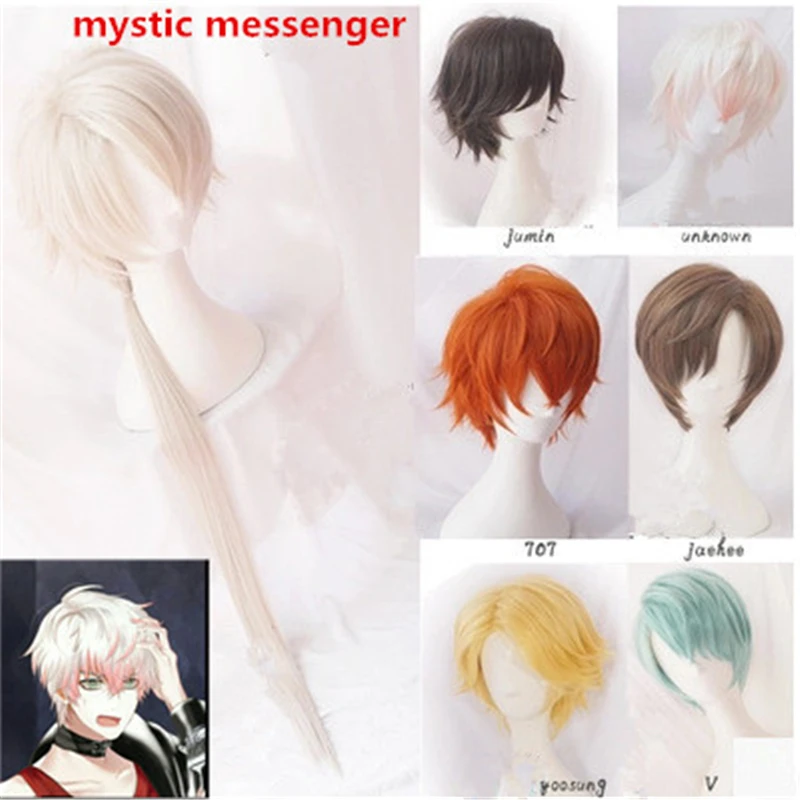 

Mystic Messenger Cosplay Harajuku Curly Hair Wigs 707 Yoosung Zen V Japanese Hair Costume Luciel Choi Zen Jumin Han Cosplay Wig