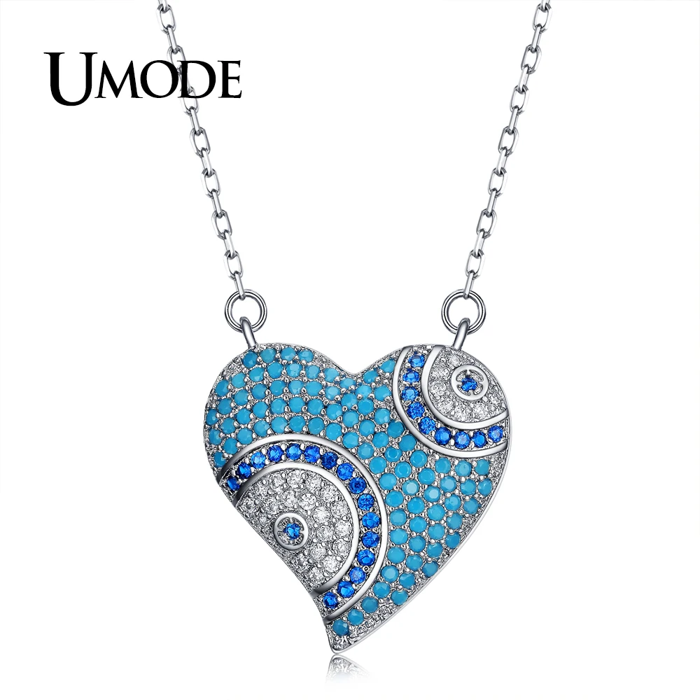 

UMODE Circle Eye Love Heart Pendant Chain Necklaces for Women Colorful CZ Fashion Jewelry Valentine's Day Gift Collier UN0262B