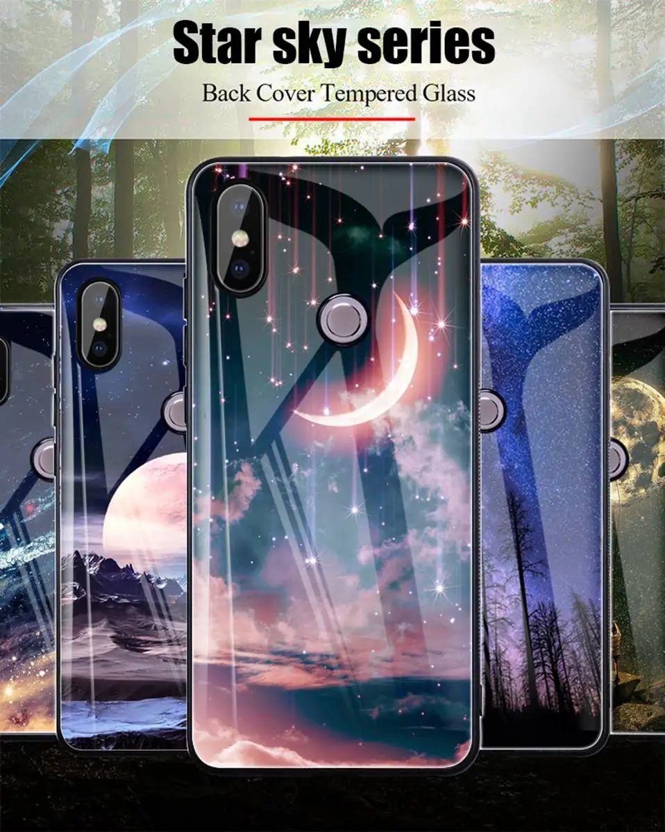 Stars Glass Case For Xiaomi Redmi Note 5 Pro 4X Coque Silicone Luxury Case For Xiaomi Mi A1 A2 Lite Redmi 6A 6 Pro 5 Plus Cover  (1)