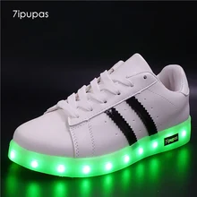 7 ipupas Горячая 2017 LightBlue светящиеся кроссовки для маленьких мальчиков девочек светящаяся повседневная обувь usb Перезаряжаемые led подсветкой обувь для детей