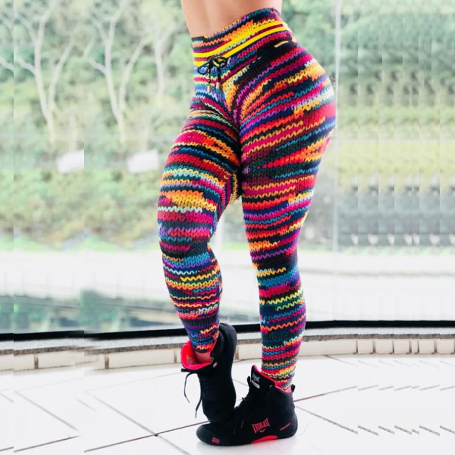 Vente 2018 mode tricot impression Leggings femmes Fitness vêtements sport Leggings femmes pantalons femme