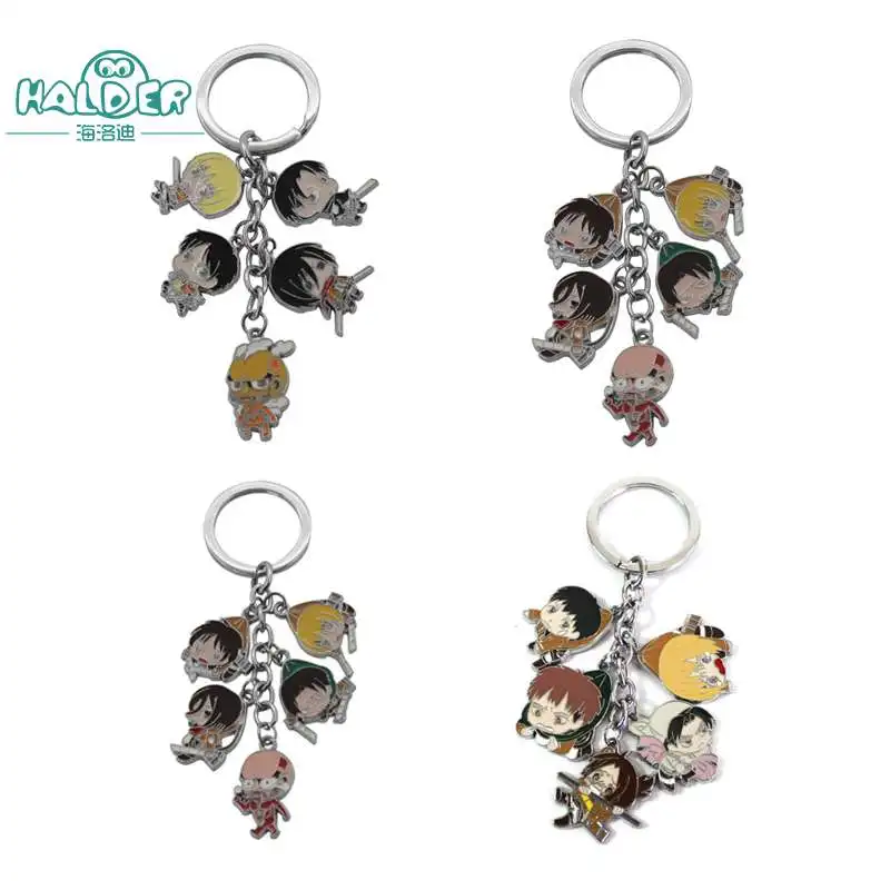 

Halder Japanese Cartoon Anime Animation Attack on Titan Keychains Armin Arlart Rivaille Ackerman Chatacters Trinkets Accessories